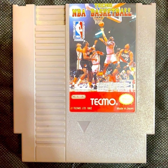 Vintage 1992 Nintendo Tecmo NBA basketball cassette game made Japan - Picture 1 of 7